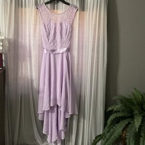 Lilac Lace High-Low Occasion Dress